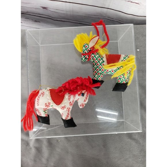 2 Handmade Vintage‎ Christmas Ornament Fabric Cut & Sew Prints Pony Horse Donkey - Picture 6 of 6